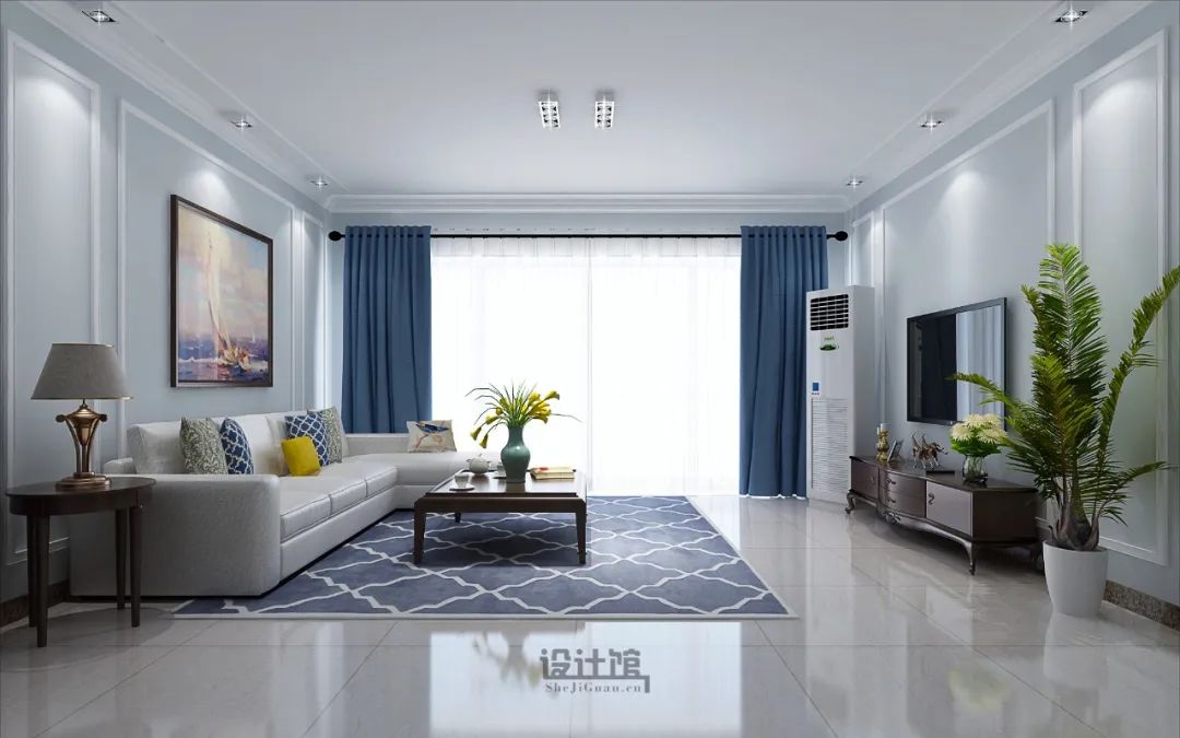 一面墙两个窗户窗帘效果图客厅窗帘如何搭配